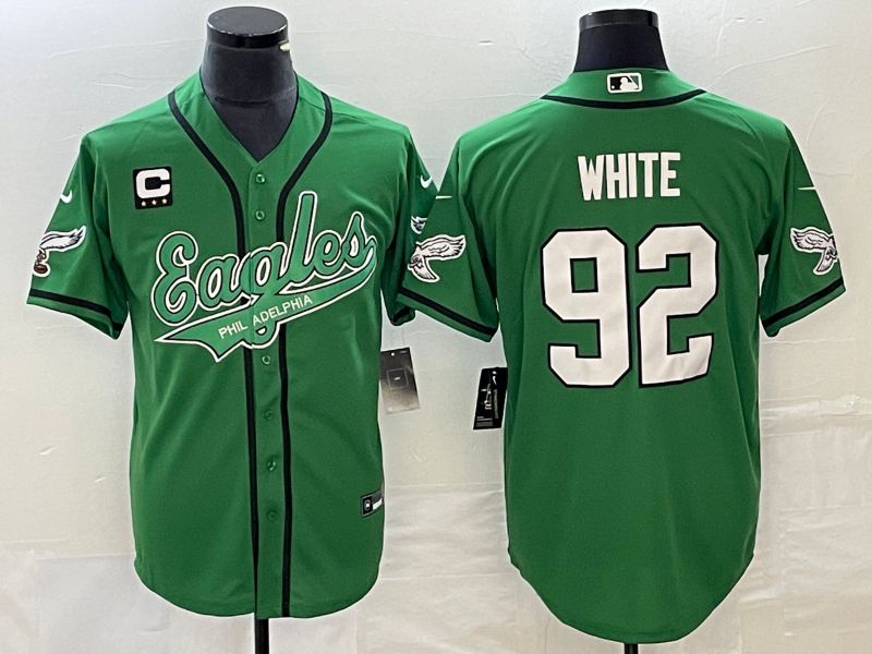Men Philadelphia Eagles #92 White Green Co Branding Game NFL Jersey style 2->philadelphia eagles->NFL Jersey